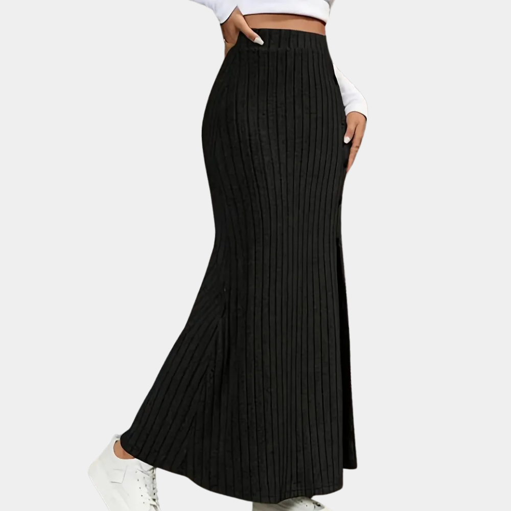 Women's Fitted Maxi Skirt with Button Side Slit – Long Pencil Skirt for Work & Evening