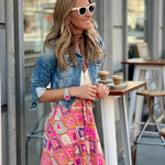 Women's Tiered Boho Maxi Skirt with Mixed Print – Flowing Long Summer Skirt