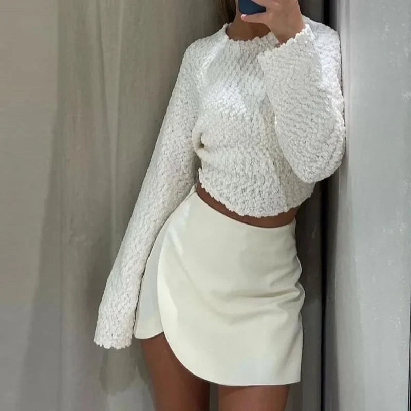 Women's High Waist Asymmetric Mini Skirt – Minimalist Skirt for Everyday, Brunch & Evenings