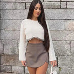 Women's High Waist Asymmetric Mini Skirt – Minimalist Skirt for Everyday, Brunch & Evenings