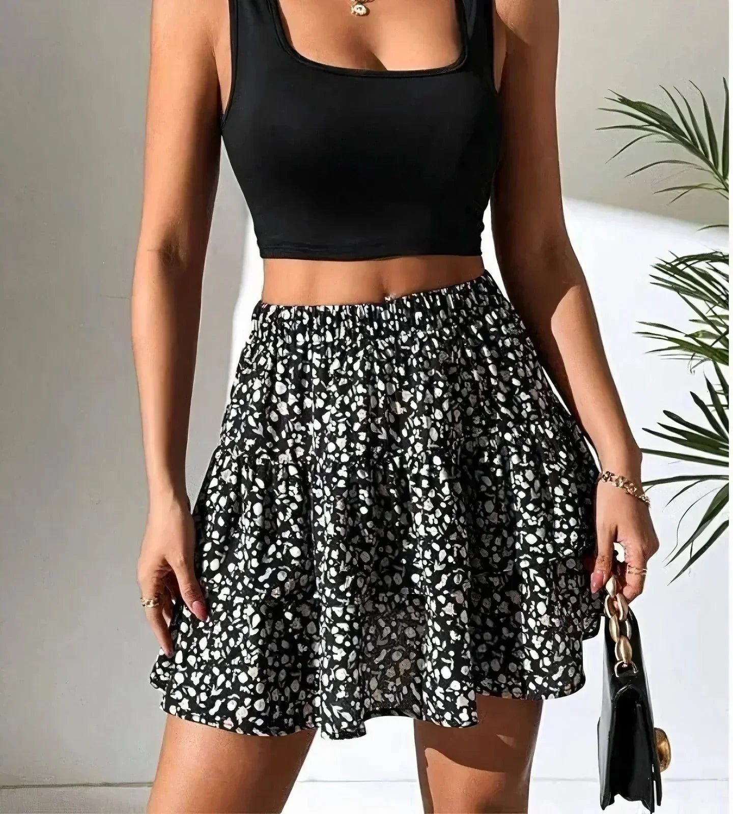Women's Layered A-Line Mini Skirt – Flirty Summer Skirt for Brunch & Beach Weekends