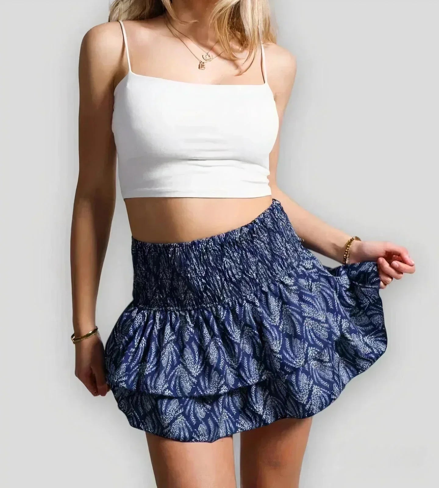 Women's Layered A-Line Mini Skirt – Flirty Summer Skirt for Brunch & Beach Weekends