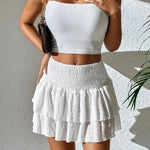 Women's Layered A-Line Mini Skirt – Flirty Summer Skirt for Brunch & Beach Weekends