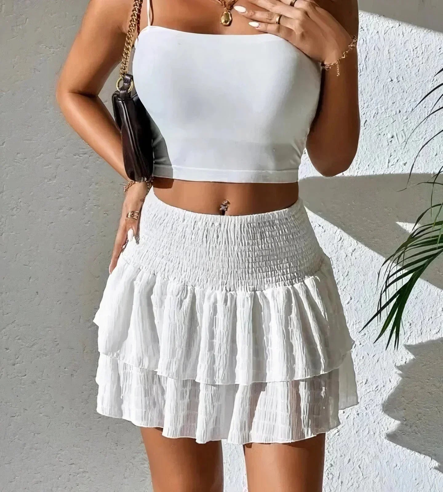 Women's Layered A-Line Mini Skirt – Flirty Summer Skirt for Brunch & Beach Weekends