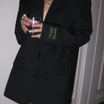 Women's Oversized Longline Blazer with Peak Lapels – Two-Button Tailored Jacket for Work & Evening