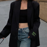 Women's Oversized Longline Blazer with Peak Lapels – Two-Button Tailored Jacket for Work & Evening
