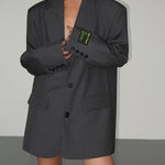 Women's Oversized Longline Blazer with Peak Lapels – Two-Button Tailored Jacket for Work & Evening