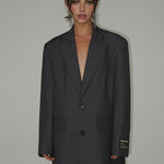 Women's Oversized Longline Blazer with Peak Lapels – Two-Button Tailored Jacket for Work & Evening