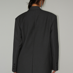 Women's Oversized Longline Blazer with Peak Lapels – Two-Button Tailored Jacket for Work & Evening