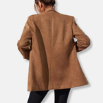 Women's Oversized Shawl Collar Blazer with Structured Shoulders – Open-Front Work Jacket