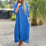 Women's Long Sleeve Maxi Shirt Dress – Relaxed Fit Casual Dress for Spring Days & Holidays