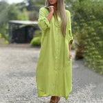 Women's Long Sleeve Maxi Shirt Dress – Relaxed Fit Casual Dress for Spring Days & Holidays