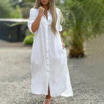 Women's Long Sleeve Maxi Shirt Dress – Relaxed Fit Casual Dress for Spring Days & Holidays