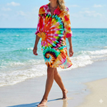 Women's Button Down Print Shirt Dress – Relaxed Beach Cover-Up Dress for Summer
