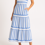 Women's Striped Tiered Maxi Dress with Pockets – Casual Summer Day Dress