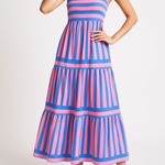 Women's Striped Tiered Maxi Dress with Pockets – Casual Summer Day Dress