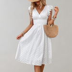 Women's V-Neck Midi Summer Dress – Relaxed Casual Day Dress for Holidays & Weekends