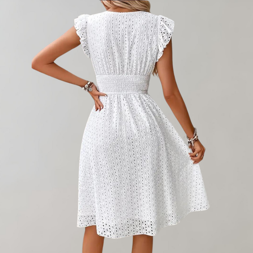 Women's V-Neck Midi Summer Dress – Relaxed Casual Day Dress for Holidays & Weekends