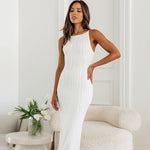 Women's White Sleeveless Maxi Dress – Elegant Formal Dress for Evening Events & Dinners
