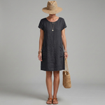 Women's Short Sleeve Shift Mini Dress with Front Pockets – Casual Summer Day Dress