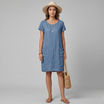 Women's Short Sleeve Shift Mini Dress with Front Pockets – Casual Summer Day Dress
