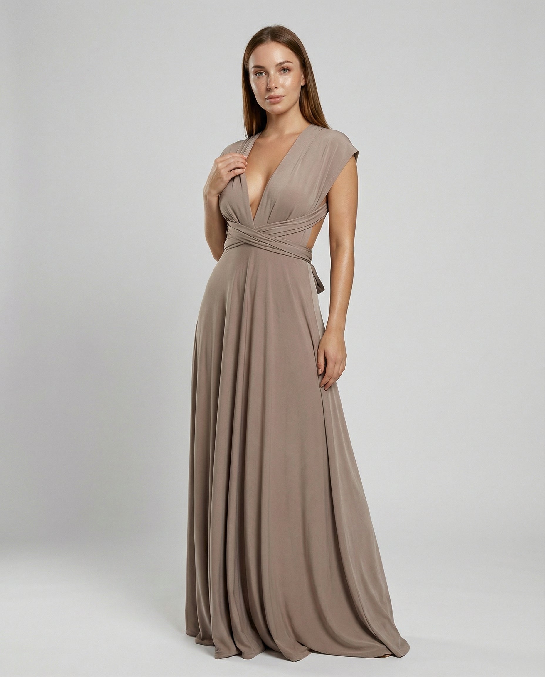 Women's Multiway Wrap Maxi Dress – V-Neck Convertible Bridesmaid & Formal Dress