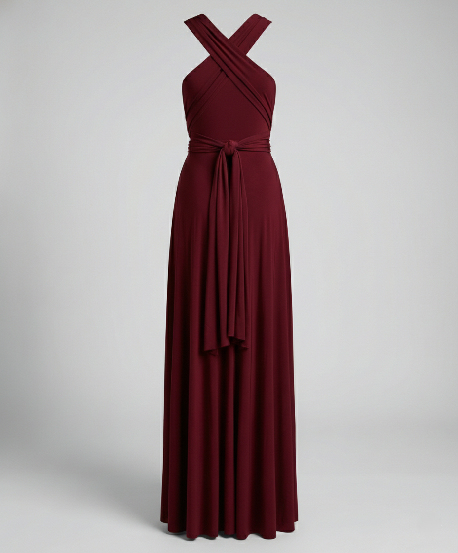 Women's Multiway Wrap Maxi Dress – V-Neck Convertible Bridesmaid & Formal Dress