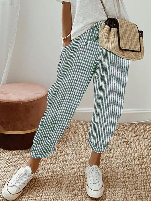 Women's Breathable Drawstring Pants with Slant Pockets – Tapered Leg Comfort Everyday Pants