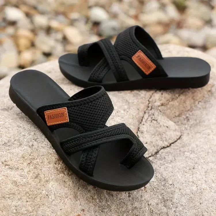 Women's Crisscross Mesh Strappy Sandals – Comfortable Summer Sandals for Beach & Brunch