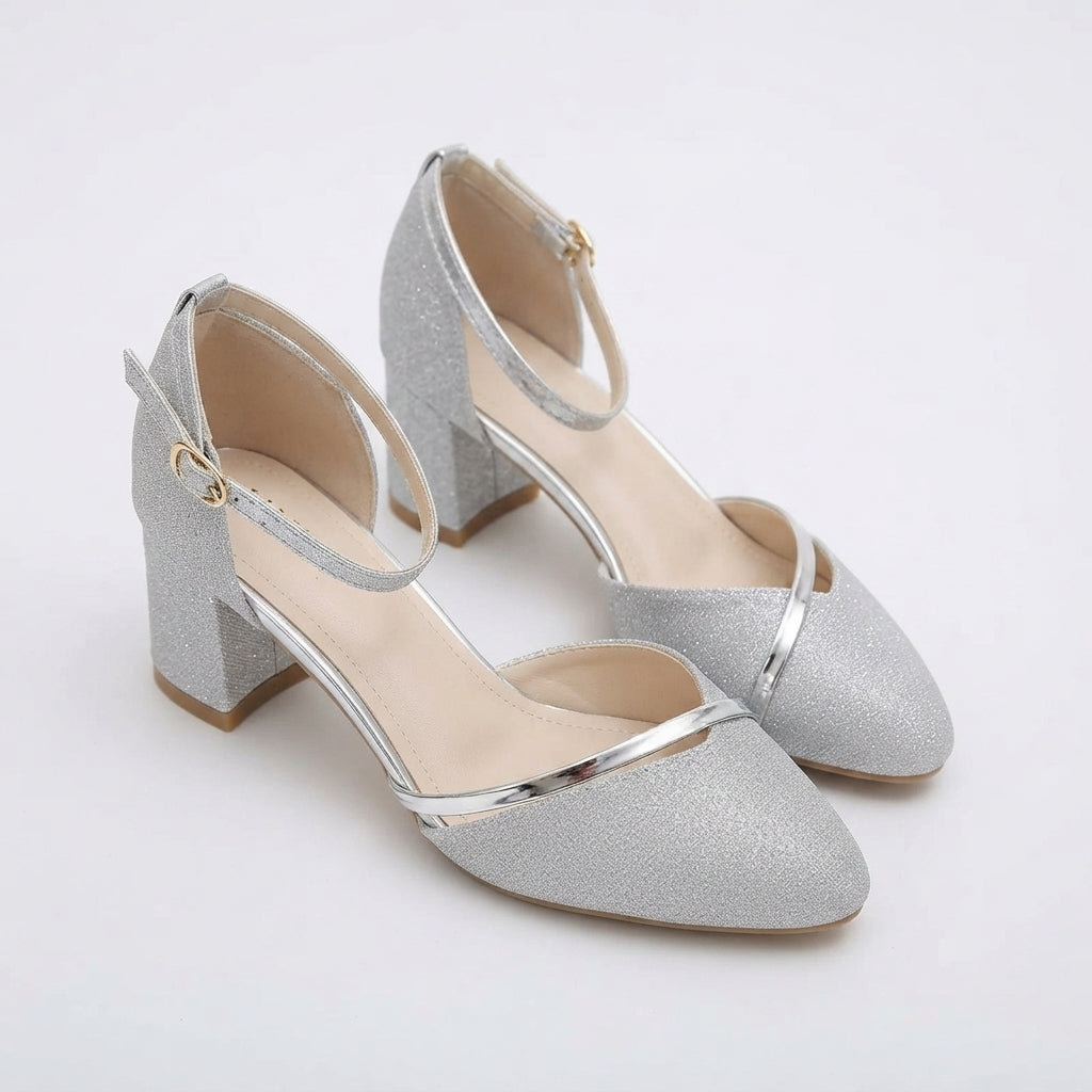Women's Glitter Block Heel Sandals – Party, Wedding and Evening Occasion Heels