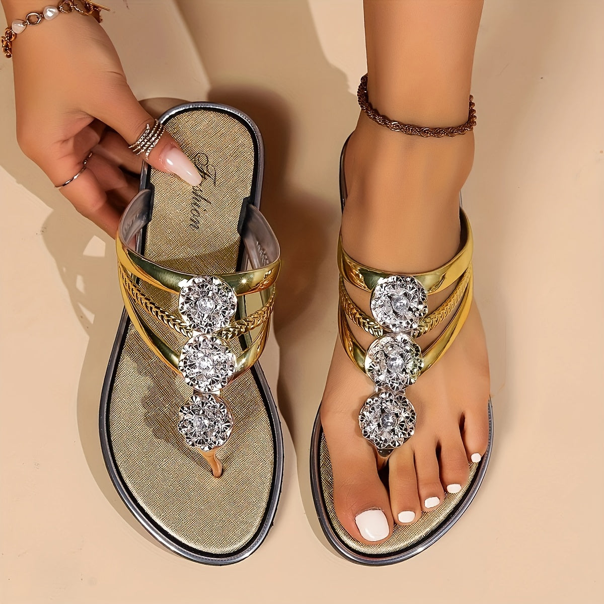 Women's Crystal Embellished Sandals with Rhinestone Straps – Glam Evening & Wedding Sandals