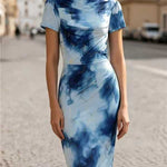 Women's Floral Cowl Neck Bodycon Midi Dress – Fitted Evening and Occasion Dress