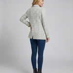 Women's Houndstooth Tailored Blazer – Single Button Notch Lapel Work Jacket