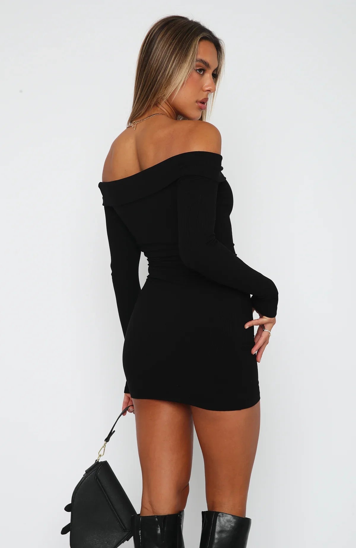 Women's Off Shoulder Long Sleeve Bodycon Mini Dress – Date Night & Cocktail Party Dress