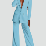 Women's Two-Piece Blazer Suit with Fitted Jacket & Regular Fit Pants – Work & Evening Set