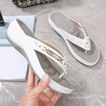 Women's Comfort Wedge Flip Flop Sandals – Cushioned Toe Post Summer Sandals