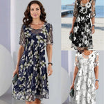 Women's Floral A-Line Midi Dress – Elegant Day Dress for Garden Parties & Weddings
