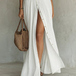 Women's Boho Maxi Shirt Dress with Button Placket & Tie Belt – Long Sleeve Summer Dress