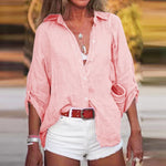 Women's Linen Long Sleeve Blouse – Loose Fit Airy Summer Shirt for Beach and Brunch