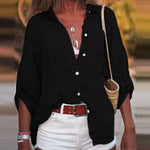 Women's Linen Long Sleeve Blouse – Loose Fit Airy Summer Shirt for Beach and Brunch