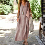 Women's Linen-Look Maxi Dress – Relaxed Flowing Summer Dress for Beach, Holiday & Everyday