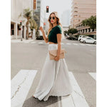 Women's Pleated Maxi Skirt with Elastic Waist – Elegant Flowing Skirt for Day to Evening