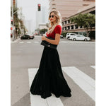 Women's Pleated Maxi Skirt with Elastic Waist – Elegant Flowing Skirt for Day to Evening