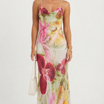 Women's Floral Cowl Neck Maxi Dress – Elegant Summer Wedding Guest & Occasion Dress