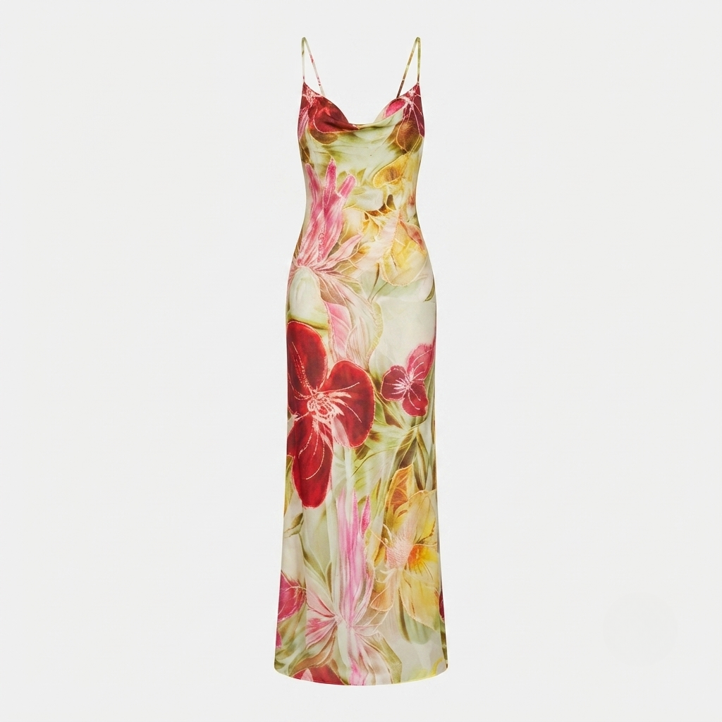 Women's Floral Cowl Neck Maxi Dress – Elegant Summer Wedding Guest & Occasion Dress