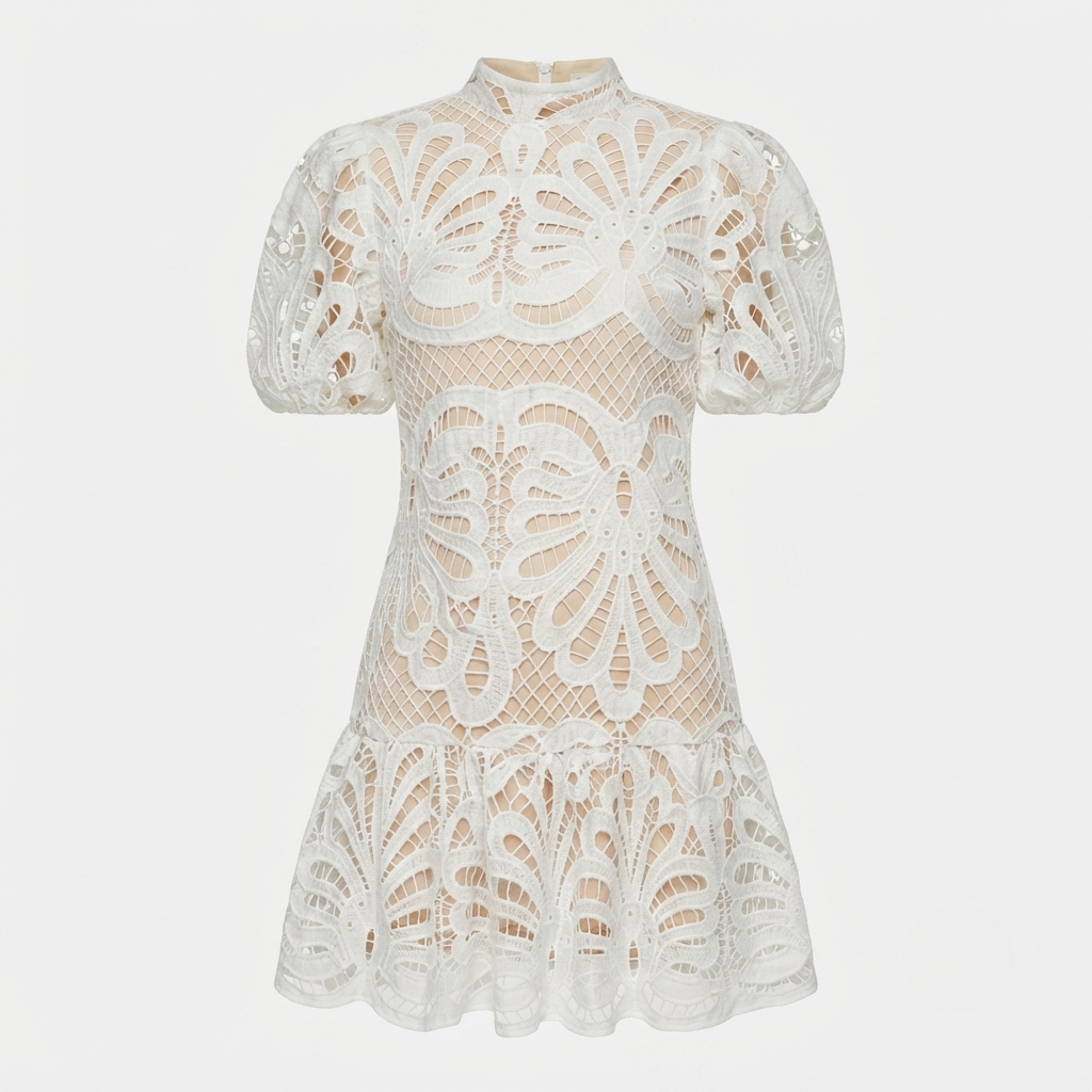 Women's Lace Mock-Neck Midi Dress – Elegant Occasion Dress for Weddings, Races & Celebrations
