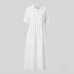 Women's Pintuck Linen-Look Maxi Shirt Dress – Relaxed Summer Dress for Beach, Brunch & Holidays