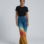 Women's Rainbow Gradient High-Waist Wide-Leg Jeans – Multicolour Statement Denim Pants
