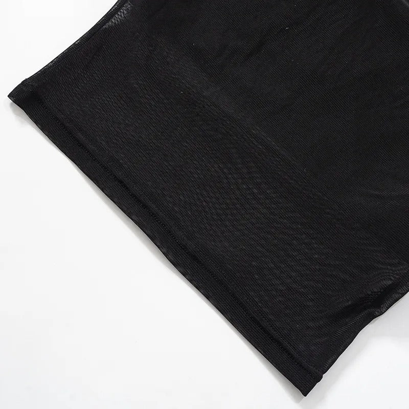 Women's Strapless Mesh Panel Crop Top – Fitted Bandeau Tube Top for Evening