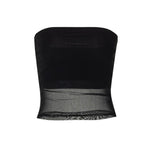 Women's Strapless Mesh Panel Crop Top – Fitted Bandeau Tube Top for Evening